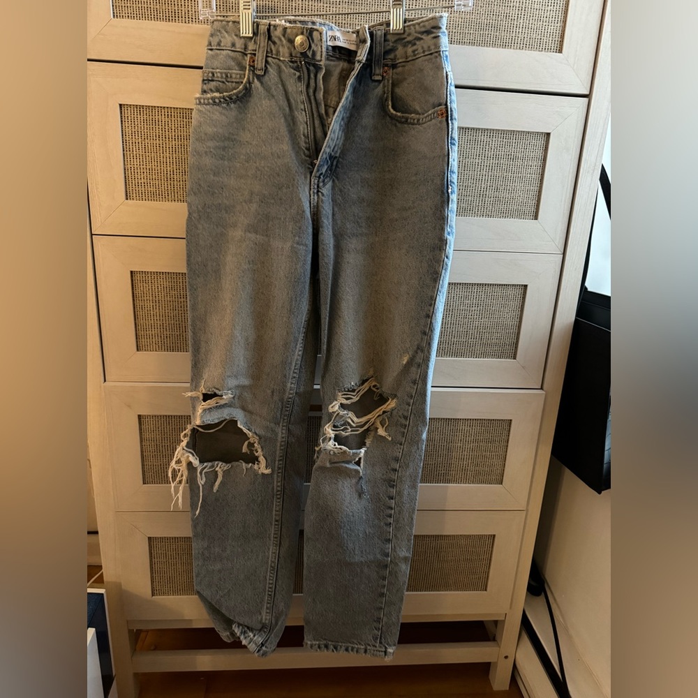 Zara mom fit ripped jeans